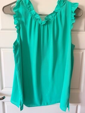 Lilly Pulitzer Turquoise Ruffle V-Neck Sleeveless Camisole